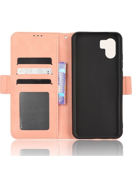 Xiaomi Için Redmi A1 4g/a2 4g Çoklu Kart Yuvaları Pu Deri Cüzdan Kapağı Çift Manyetik Toka Cep Telefonu Stand Vaka-Pembe (Yurt Dışından)