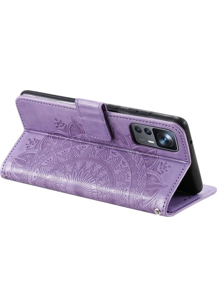 Xiaomi 12T 5g/redmi K50 Ultra 5G/12T Pro 5g Mandala Çiçek Deseni Baskılı Katlanır Stand Pu Deri Kılıf Tpu Iç Kabuk Cüzdan Flip Kapak Strap-Amaçlı (Yurt Dışından) fırsatları