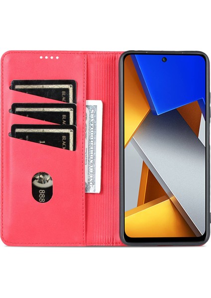 Xiaomi Poco X4 Pro 5g Pu Deri Manyetik Otomatik Kapatma Telefon Kılıfı Tam Koruma Cüzdan Stand Flip Cover-Red (Yurt Dışından) fiyatları