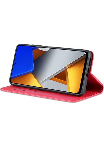 Xiaomi Poco X4 Pro 5g Pu Deri Manyetik Otomatik Kapatma Telefon Kılıfı Tam Koruma Cüzdan Stand Flip Cover-Red (Yurt Dışından) modelleri