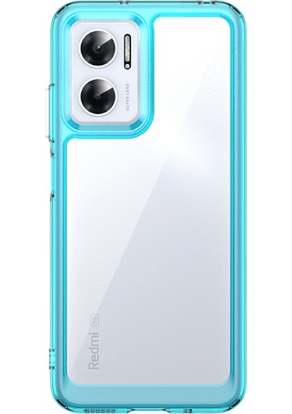 Xiaomi Için Redmi Note 11E/REDMI 10 5g/redmi 10 Prime+ 5g Clear Acrilik Yumuşak Tpu Renkli Çerçeve Arka Kapak Bağımsız Düğmeler Tespit Mavi (Yurt Dışından)