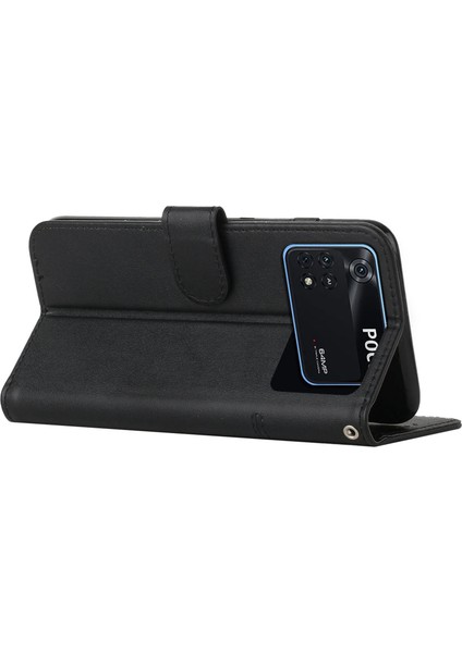 Xiaomi Için Poco M4 Pro Telefon Kartı Tutucu Kılıf Cüzdanı Manyetik Pu Deri+Yumuşak Tpu Ince Dikişli Telefon Kapağı Strap-Black (Yurt Dışından) fiyatları
