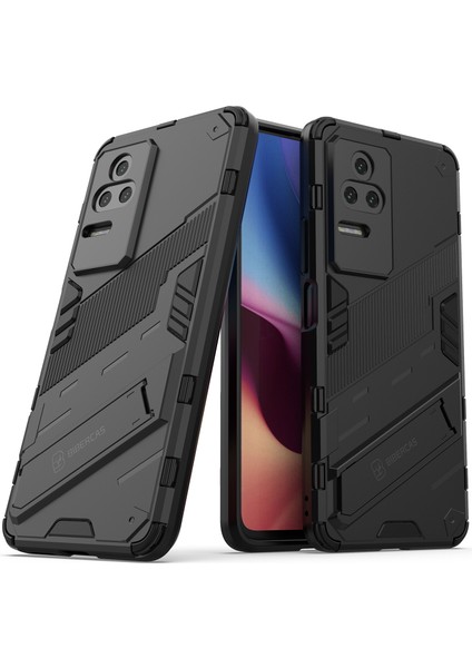 Xiaomi Poco F4 5g/redmi K40S 5g Gizli Kickstand Tasarım Sabit Pc+Yumuşak Tpu Hibrid Telefon Kılıfı Kabuk Black (Yurt Dışından)