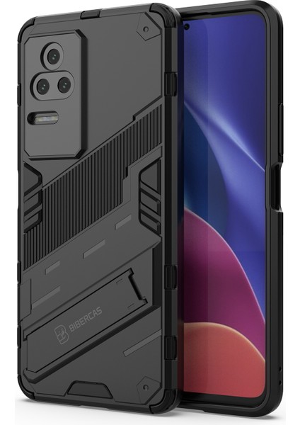 Xiaomi Poco F4 5g/redmi K40S 5g Gizli Kickstand Tasarım Sabit Pc+Yumuşak Tpu Hibrid Telefon Kılıfı Kabuk Black (Yurt Dışından)