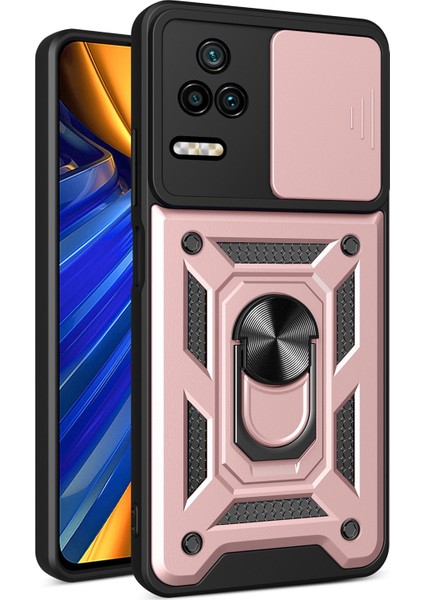 Xiaomi Için Poco F4 5g/redmi K40S 5g Kickstand Pc+Tpu Hibrid Kapak Slayt Kamera Koruması Telefon Kılıfı Altın (Yurt Dışından)
