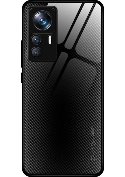 Xiaomi 12T Pro 5g Temperli Cam+Tpu Anti-Çizelge Cep Telefonu Kapak Black Için Karbon Fiber Doku Telefon Kılıfı (Yurt Dışından)
