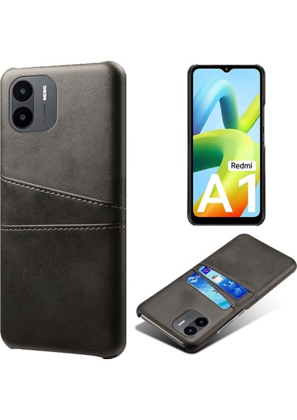 Xiaomi Için Redmi A1 4g/a2 4g Çizgiye Dönüş Anti-Çizelge Telefon Kılıfı Pu Deri Sert Pc Kılıfı Koruyucu Telefon Kapağı Çift Kart Yuvaları Black (Yurt Dışından)