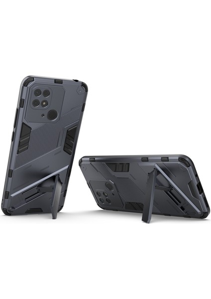 Xiaomi Redmi Için 10C Kickstand Telefon Kasası Sert Pc Yumuşak Tpu Sert Çift Katman Koruması Telefon Kapak-Dark Mavi (Yurt Dışından) fiyatları