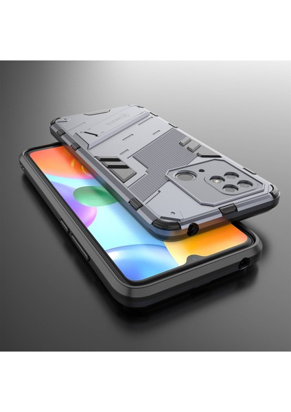 Xiaomi Redmi Için 10C Kickstand Telefon Kasası Sert Pc Yumuşak Tpu Sert Çift Katman Koruması Telefon Kapak-Dark Mavi (Yurt Dışından) indirimleri