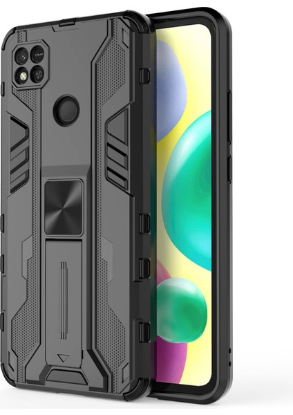 Xiaomi Redmi Için 10A Kickstand Telefon Kasası Sert Pc Yumuşak Tpu Koruma Geri Kapak Black (Yurt Dışından)