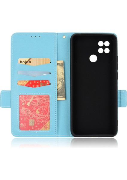 Xiaomi Poco C40 4g Için Koruyucu Telefon Kapağı, Manyetik Toka Folio Flip Cüzdan Kılıfı Stand Pu Deri Litchi Doku Kabuk Baby Mavi (Yurt Dışından)