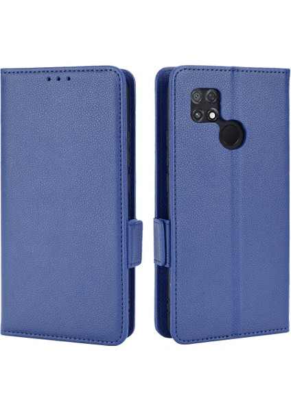 Xiaomi Poco C40 4g Için Koruyucu Telefon Kapağı, Manyetik Toka Folio Flip Cüzdan Kılıfı Pu Deri Litchi Doku Kabuk-Karanlık Mavi (Yurt Dışından)