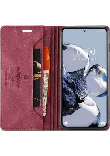Xiaomi 12T 5G/12T Pro 5g/redmi K50 Ultra 5g Rfıd Engelleme Cüzdan Telefon Kılıfı Retro Doku Pu Deri Stand Manyetik Emilim Mat Kapak-Kırmızı (Yurt Dışından) fiyatları