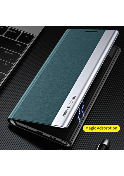 Xiaomi Için Poco M4 Pro 4g Elektrokaplatma Pu Deri Telefon Kılıfı Katlanabilir Stand Yeşili (Yurt Dışından) modelleri