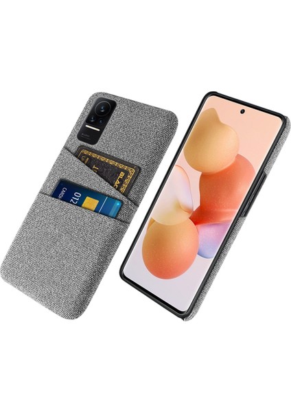 Xiaomi Civi 1s Için Kumaş+Pc Sert Telefon Kılıfı, Kumaş Doku Çift Kart Yuvaları Damla Geçirmez Kapak Işığı Gri (Yurt Dışından)
