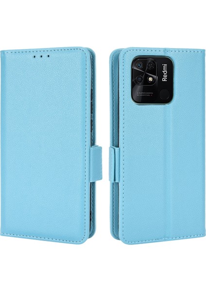 Xiaomi Için Redmi 10C/REDMI 10 (Hindistan) Yan Clasps Şok Geçirmez Litchi Doku Pu Deri Telefon Kılıf Stand Cüzdan Tasarım Cep Telefonu Kabuk Baby Baby (Yurt Dışından)