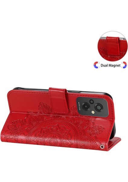 Xiaomi Redmi Için 11 Prime 4g Çiçek Baskı Pu Deri Kılıf Manyetik Toka Stand Cüzdan Şok Geçirmez Telefon Kapağı Kayış Kırmızısı (Yurt Dışından) fırsatları