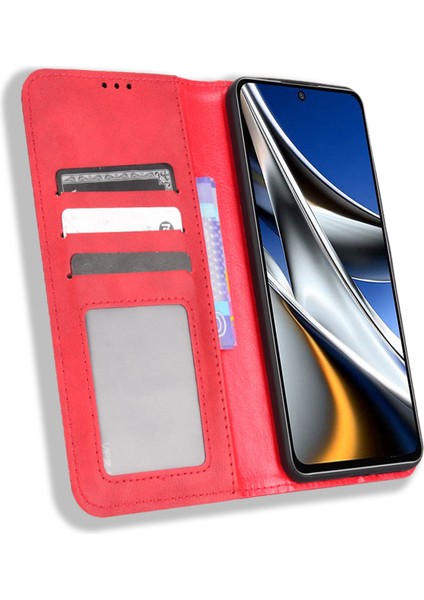 Xiaomi Için Poco M4 Pro 4g Güçlü Manyetik Eşya Retro Deri Cüzdan Kılıf Mozaik Basılı Stand Şok Geçirmez Telefon Kapak-Kırmızı (Yurt Dışından) fiyatları