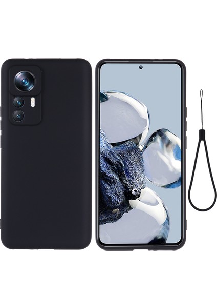 Xiaomi 12T 5g/redmi K50 Ultra 5g Sıvı Silikon Telefon Kılıfı Damla Koşullu Akıllı Telefon Koruyucu Kapak Strap-Black (Yurt Dışından)