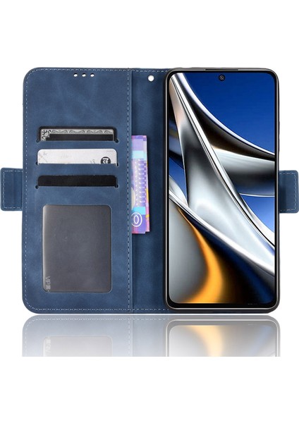 Xiaomi Için Poco M4 Pro 4g Tam Koruma Stand Tasarım Cüzdan Dolu Kılıf Pu Deri Manyetik Kapak Koruyucu Kapak Çok Kartlı Yuvalar Mavisi (Yurt Dışından) fırsatları