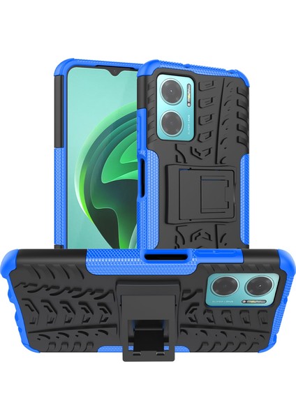 Xiaomi Redmi Için Not 11E 5g/10 5g/10 Prime+ 5g Lastik Doku Şok-Absorpsiyon Kapağı Kickstand Combo Pc+ Tpu Çift Katman Tasarım Koruyucu Telefon Kılıf Mavisi (Yurt Dışından)