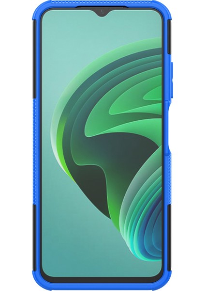 Xiaomi Redmi Için Not 11E 5g/10 5g/10 Prime+ 5g Lastik Doku Şok-Absorpsiyon Kapağı Kickstand Combo Pc+ Tpu Çift Katman Tasarım Koruyucu Telefon Kılıf Mavisi (Yurt Dışından)