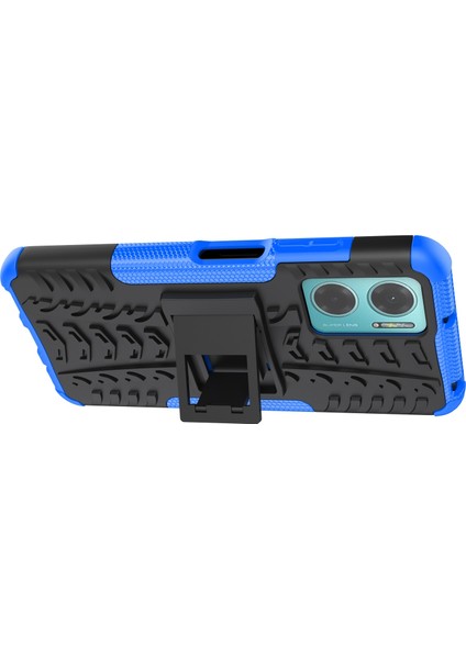 Xiaomi Redmi Için Not 11E 5g/10 5g/10 Prime+ 5g Lastik Doku Şok-Absorpsiyon Kapağı Kickstand Combo Pc+ Tpu Çift Katman Tasarım Koruyucu Telefon Kılıf Mavisi (Yurt Dışından)