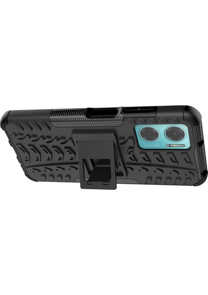 Xiaomi Redmi Için Not 11E 5g/10 5g/10 Prime+ 5g Lastik Doku Şok-Absorpsiyon Kapağı Kickstand Combo Pc+ Tpu Çift Katman Tasarım Koruyucu Telefon Kılıfı Black (Yurt Dışından)