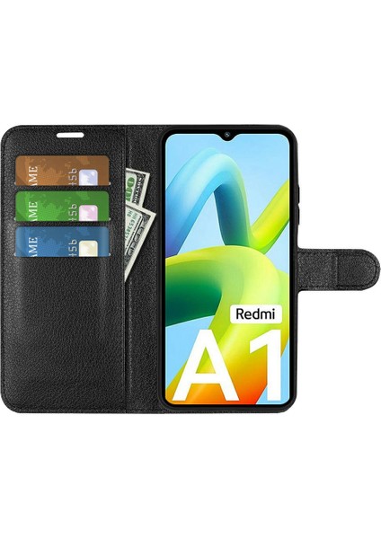 Xiaomi Redmi A1 4g/a2 4g Litchi Doku Pu Deri Telefon Tam Koruma Korusu Katlama Stand Cüzdan Flip Cover-Black (Yurt Dışından) fiyatları