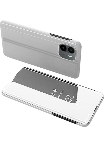 Xiaomi Için Redmi A1 4g/a2 4g Net Görünüm Penceresi Elektrokaplatma Stand Aynası Flip Case Tam Vücut Koruma Pu Sabit Pc Kabuk Şok Geçirmez Telefon Kapak Silver (Yurt Dışından)