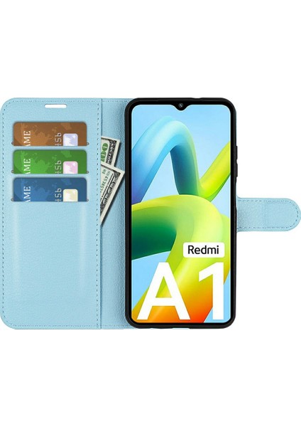 Xiaomi Redmi A1 4g/a2 4g Litchi Doku Pu Deri Telefon Tam Koruma Korusu Katlama Stand Cüzdan Flip Kapak-Mavi (Yurt Dışından) fiyatları