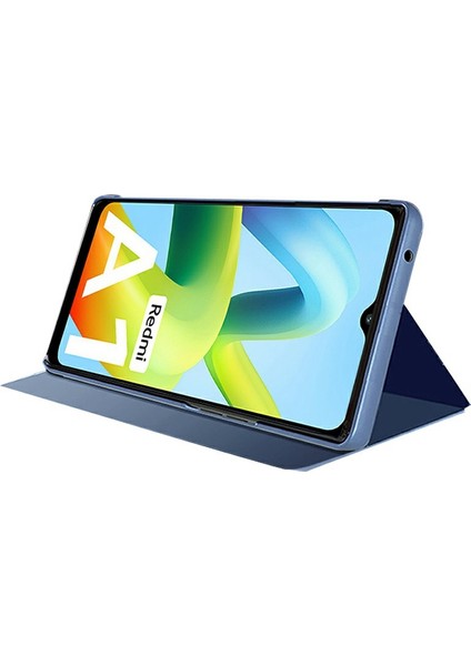 Xiaomi Için Redmi A1 4g / A2 4g Temiz Görünüm Penceresi Elektrokaplatma Stand Aynası Dikkat Kılıfı Tam Vücut Koruma Pu Sabit Pc Kabuk Şok Geçirmez Telefon Kapak Doğru / Mavi (Yurt Dışından) fiyatları