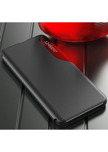 Xiaomi Için Poco F4 Gt 5g/redmi K50 Oyun Net Görünüm Penceresi Giyim Dayanıklı Deri Telefon Kılıf Stand Anti-Fall Telefon Kabuk Black (Yurt Dışından)