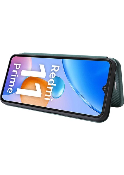 Xiaomi Redmi Için 11 Prime 4g Karbon Fiber Doku Manyetik Pu Deri Deri Anti-Sracratch Anti-Sracratch Kılıf Yuvası Standı Cep Telefonu Kapak Yeşili (Yurt Dışından) fırsatları