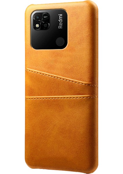 Xiaomi Redmi Için 10A Şok Geçirmez Ince Kart Yuvaları Geri Geri Kılıf Anti-Çizelge Pu Deri Kaplamalı Sert Pc Kapak-Orange (Yurt Dışından) fiyatları