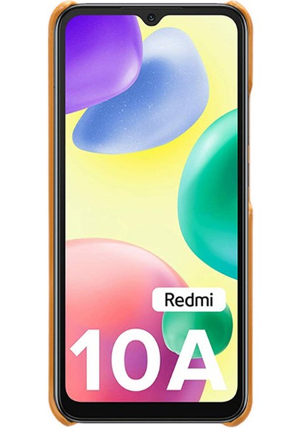 Xiaomi Redmi Için 10A Şok Geçirmez Ince Kart Yuvaları Geri Geri Kılıf Anti-Çizelge Pu Deri Kaplamalı Sert Pc Kapak-Orange (Yurt Dışından) modelleri