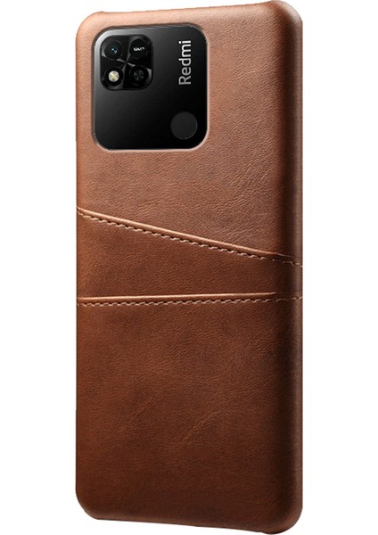 Xiaomi Redmi Için 10A Şok Geçirmez Ince Kart Yuvaları Geri Geri Kılıf Anti-Çizelge Pu Deri Kaplamalı Sert Pc Kapak-Kahverengi (Yurt Dışından) fiyatları
