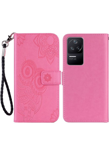 Xiaomi Için Poco F4 5g/redmi K40S 5g Baykuş Çiçek Deseni Baskılı Manyetik Toka Standı Pu Deri Telefon Cüzdan Kapak Çizgisi (Yurt Dışından)