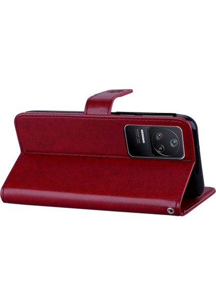 Xiaomi Için Poco F4 5g/redmi K40S 5g Baykuş Çiçek Deseni Baskılı Manyetik Toka Stand Pu Deri Telefon Cüzdan Kapak-Kırmızı (Yurt Dışından) fırsatları