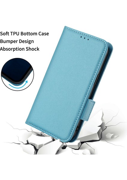 Xiaomi Için Stand ile Anti-Fall Telefon Kapağı 12T 5g/redmi K50 Ultra 5G/12T Pro 5g, Litchi Doku Pu Deri Çift Manyetik Toka Telefon Cüzdan Case Baby Blue (Yurt Dışından) indirimleri