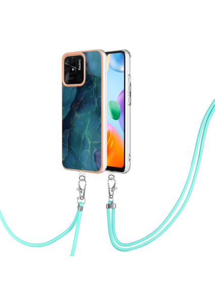Xiaomi Redmi 10C 4g Mermer Desen Ince Kasa Elektro-Örtüşme 2.0mm Tpu Telefon Kapağı Kirkar-Green ile (Yurt Dışından)