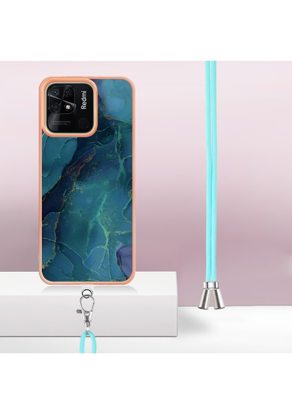 Xiaomi Redmi 10C 4g Mermer Desen Ince Kasa Elektro-Örtüşme 2.0mm Tpu Telefon Kapağı Kirkar-Green ile (Yurt Dışından) modelleri