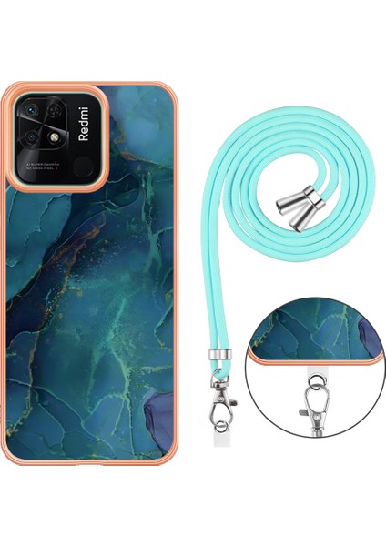 Xiaomi Redmi 10C 4g Mermer Desen Ince Kasa Elektro-Örtüşme 2.0mm Tpu Telefon Kapağı Kirkar-Green ile (Yurt Dışından) fırsatları