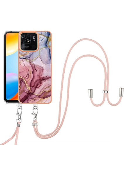 Xiaomi Redmi 10C 4g Mermer Desen Ince Kılıf Elektraplatma 2.0mm Tpu Telefon Kapağı Lanyard-Rose Altın (Yurt Dışından) fiyatları