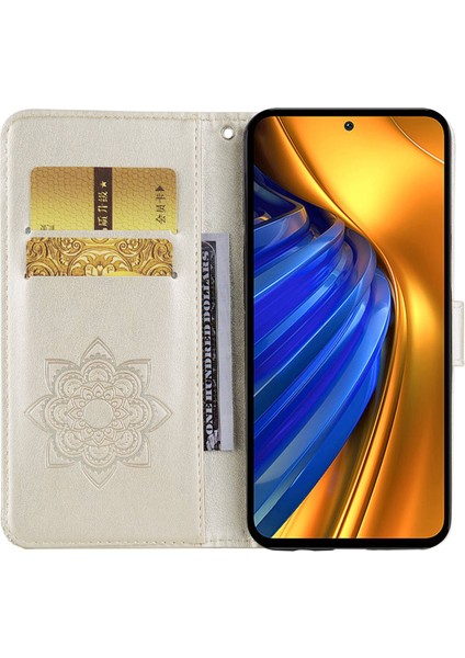 Xiaomi Için Poco F4 5g/redmi K40S 5g Baykuş Çiçek Deseni Baskılı Manyetik Toka Standı Pu Deri Telefon Cüzdan Kapak-Sold (Yurt Dışından) modelleri