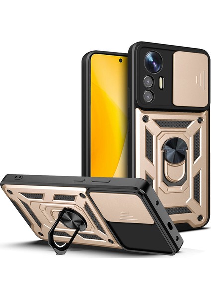 Xiaomi Için 12 Lite 5g Slayt Kamera Koruması Telefon Vaka Kickstand Pc+Tpu Hybrid Cep Telefonu Kapak-Sold (Yurt Dışından)