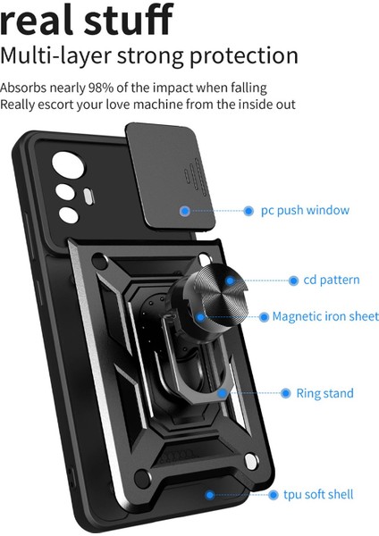 Xiaomi Için 12 Lite 5g Slayt Kamera Koruması Telefon Vaka Kickstand Pc+Tpu Hybrid Cep Telefonu Kapak-Sold (Yurt Dışından) modelleri