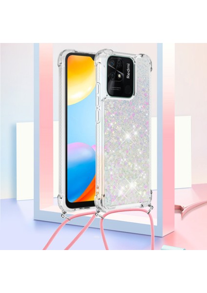 Xiaomi Redmi Için Yb Quicksand 10C Sıvı Glitter Kılıf Çabuklar Şelale Akan Işıltı Hareketli Tpu Koruyucu Kapak, Kordon Lazer/kalplerle (Yurt Dışından)