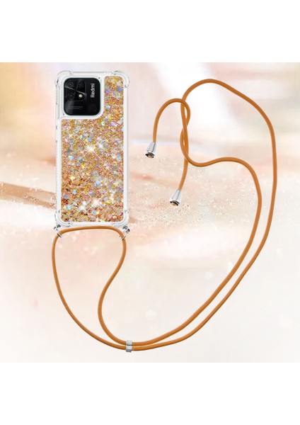 Xiaomi Redmi Için Yb Quicksand 10C Sıvı Glitter Kasa Quicksands Şelale Akan Işıltı Hareketli Tpu Koruyucu Kapak, Kordon-Altın/kalplerle (Yurt Dışından) modelleri