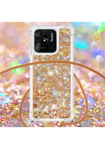 Xiaomi Redmi Için Yb Quicksand 10C Sıvı Glitter Kasa Quicksands Şelale Akan Işıltı Hareketli Tpu Koruyucu Kapak, Kordon-Altın/kalplerle (Yurt Dışından) fırsatları